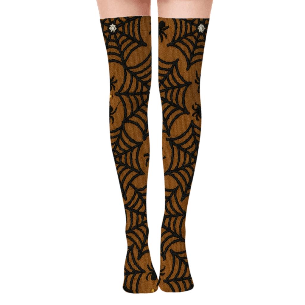 Knitted Illusion Spider Web Lattice trendy patterned over-the-knee socks