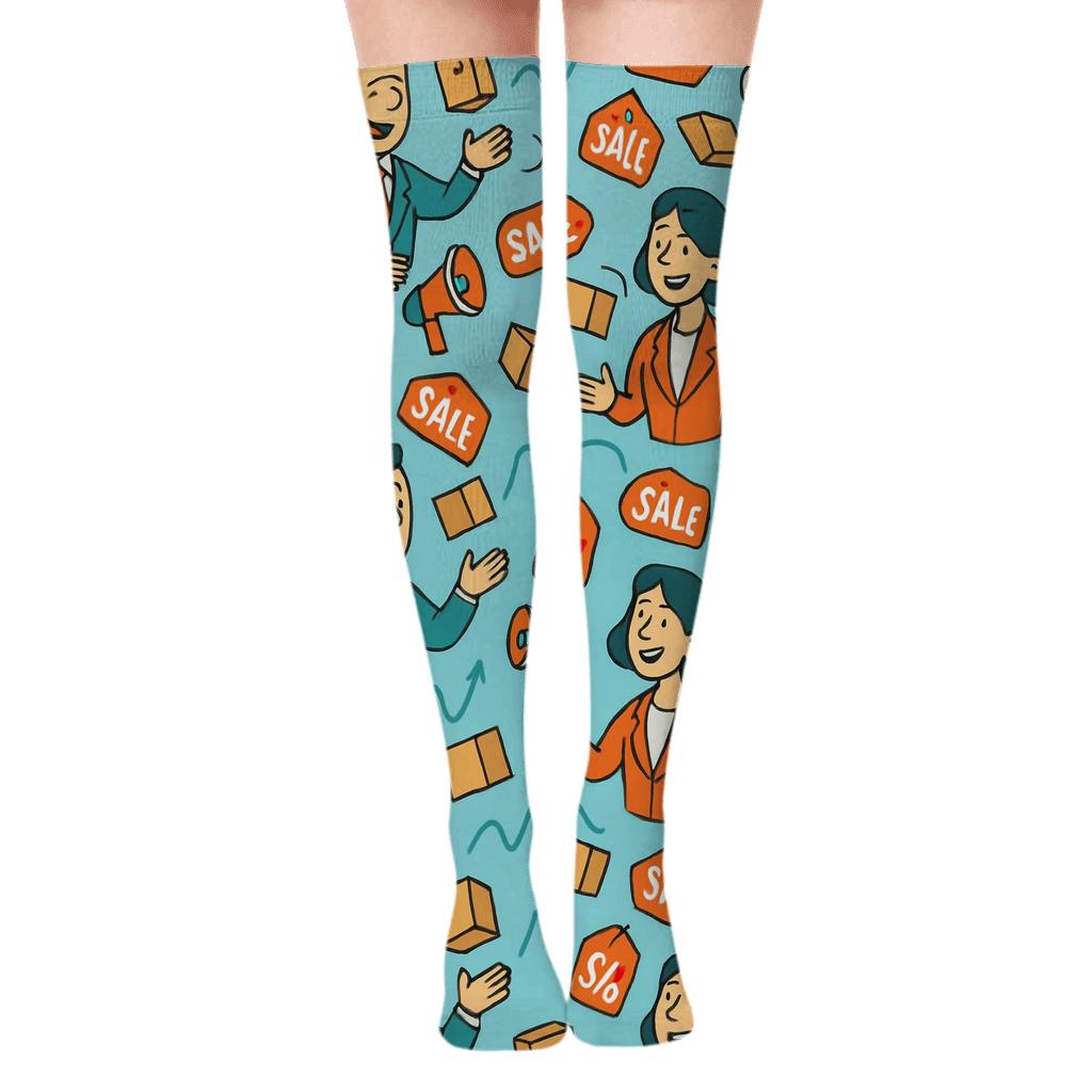 Salesperson Juggling Products Tessellation soft everyday over-the-knee socks