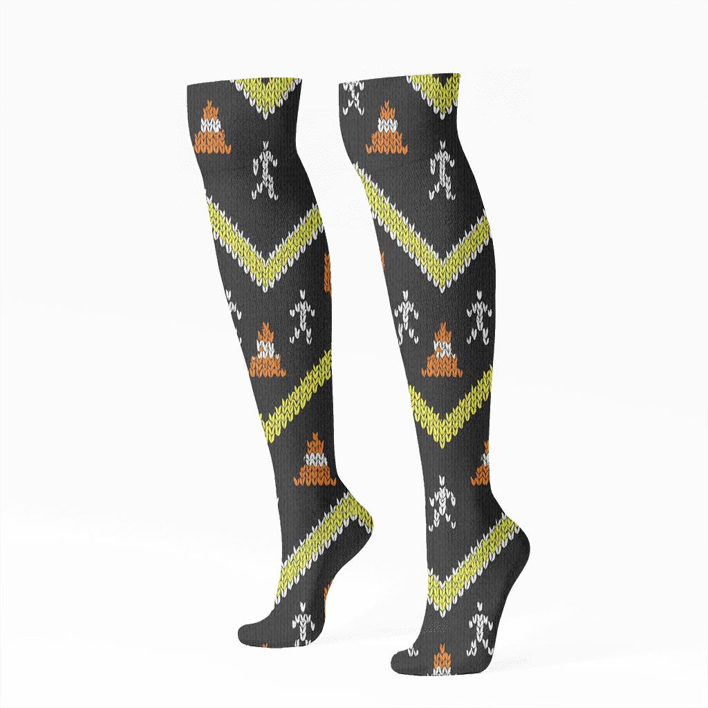 Crossing Guard Chevron Knit Illusion comfortable cotton knee-high socks