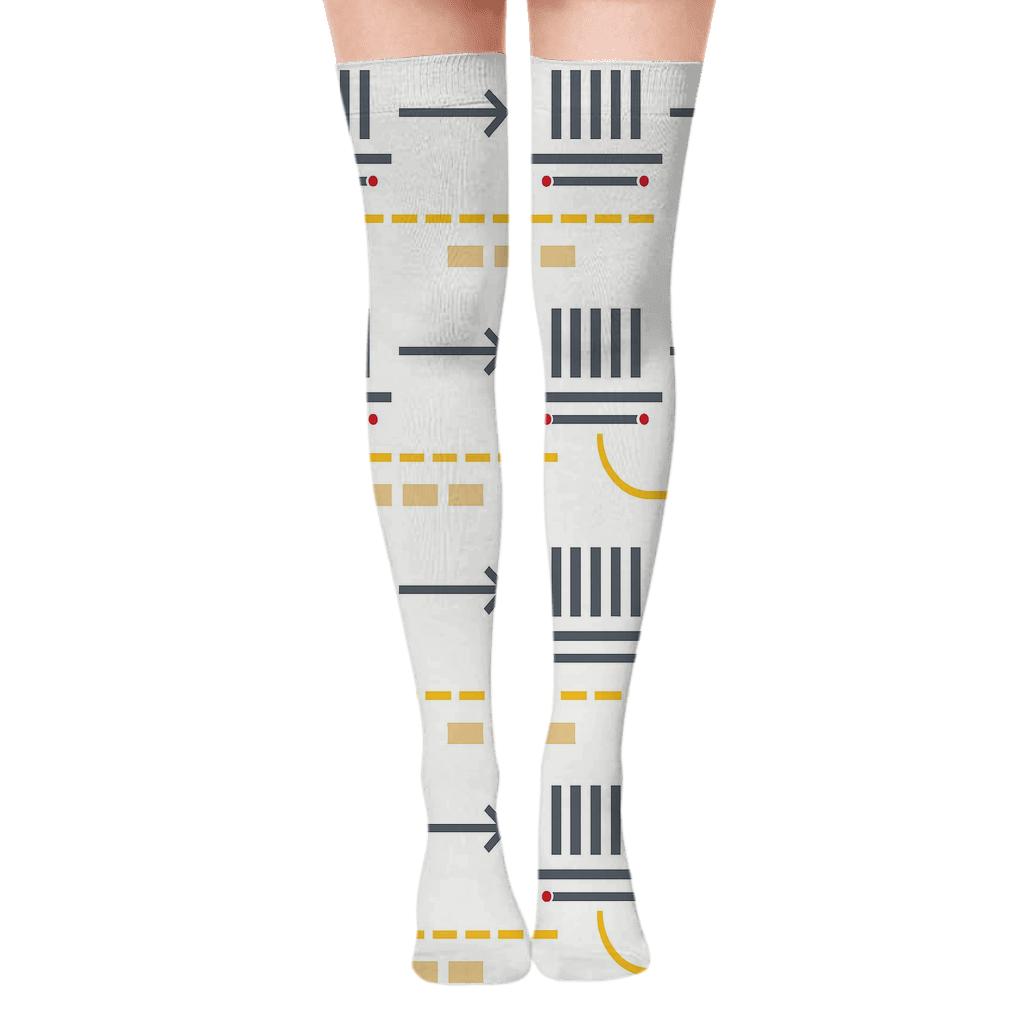Runway Marking Bands With Air Traffic Controller Signals premium cozy over-the-knee socks