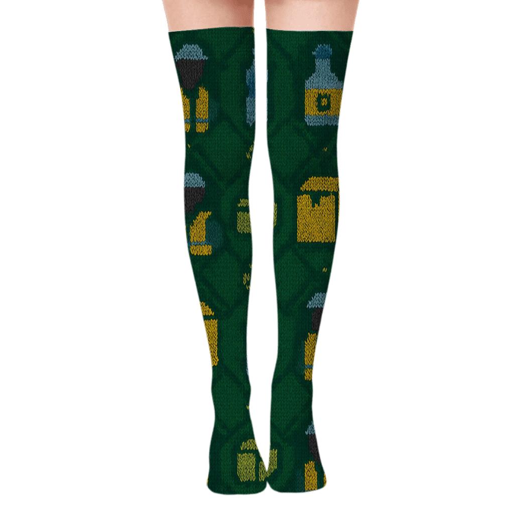 Knitted Conveyor Rhythm Recycling Plant Worker stylish fashion over-the-knee socks