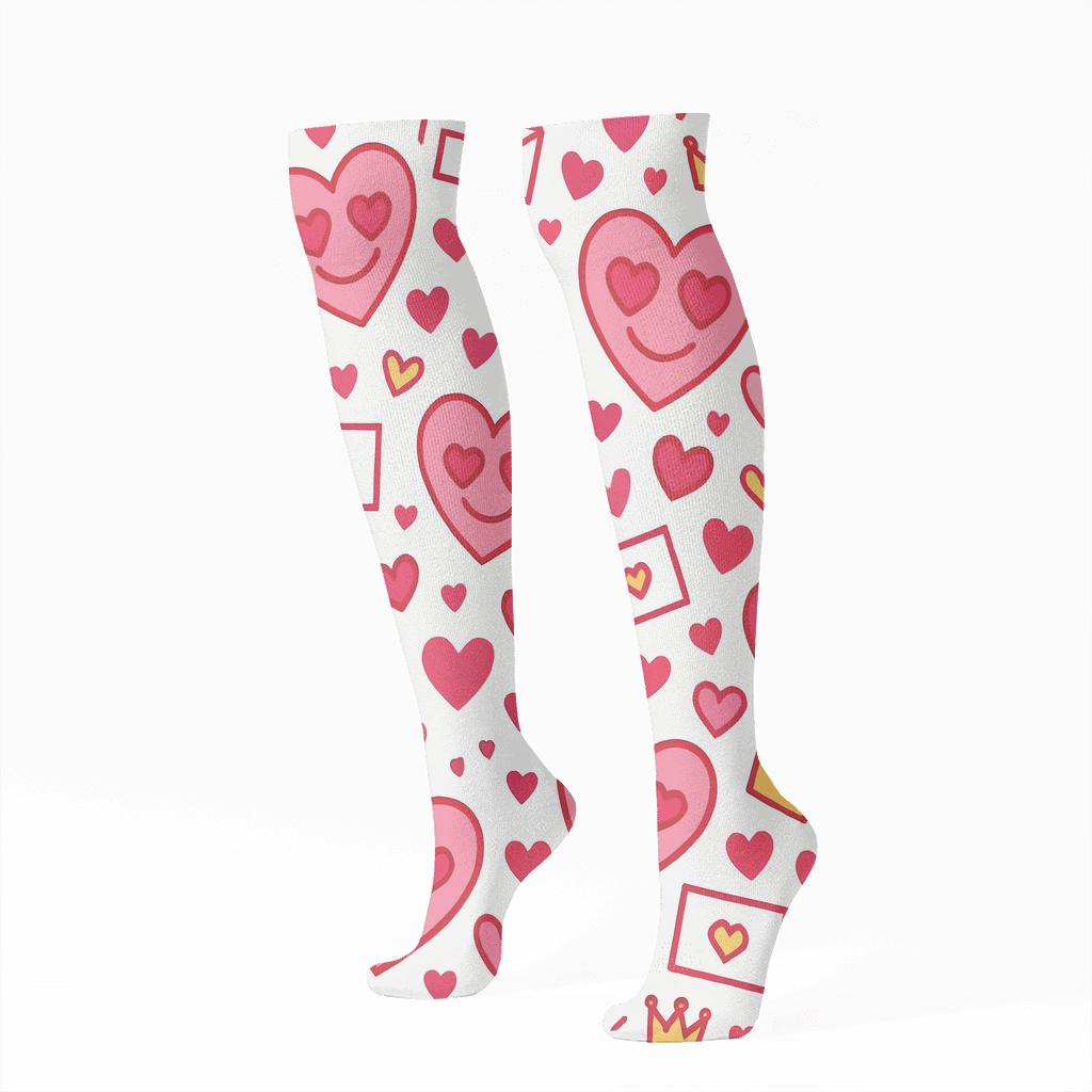 Outline Hearts In Valentine S Carnival Confetti soft everyday knee-high socks