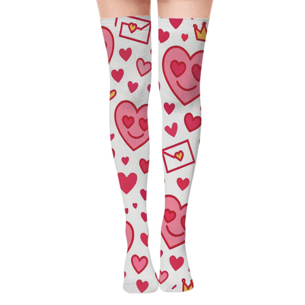 Outline Hearts In Valentine S Carnival Confetti stylish fashion over-the-knee socks