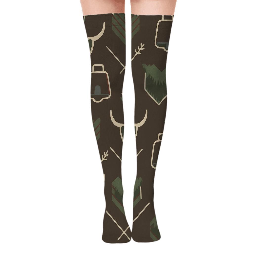 Moorland Icons With Highland Cow Motif stylish fashion over-the-knee socks