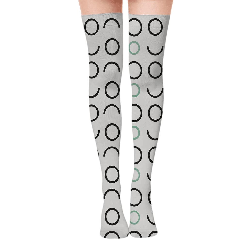 Lunar Phase Ringlets unique graphic over-the-knee socks