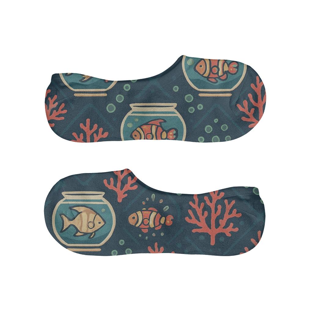 Coral Reef Party Fish Bowl Lattice trendy no-show sock styles