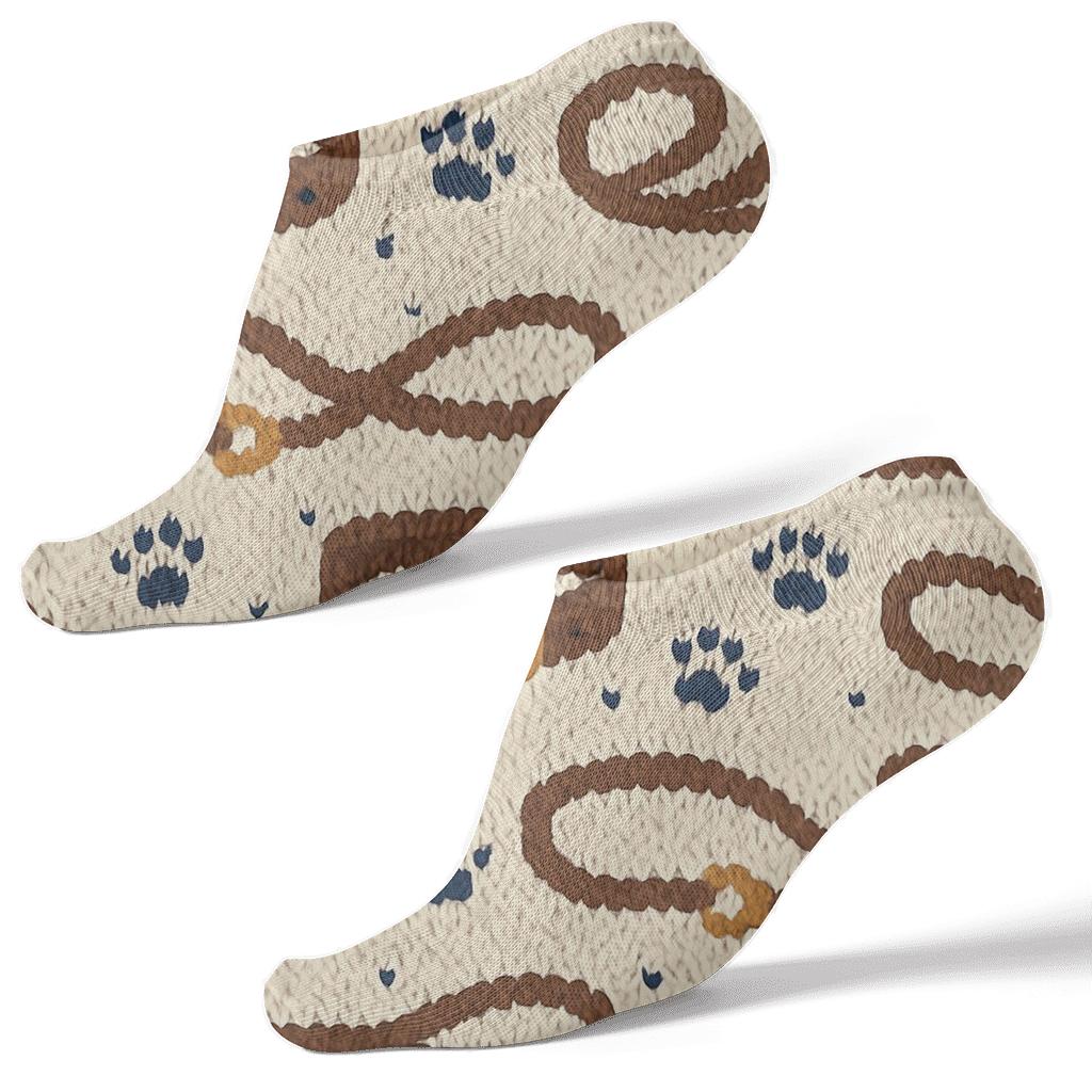 Collar Weave Pattern With Dog Motifs stylish athletic ankle socks