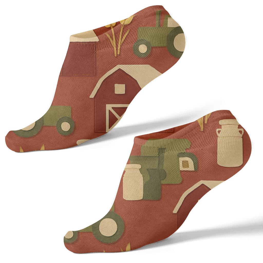 Patchwork Barn Collage With Farmer Rhythm custom ankle socks