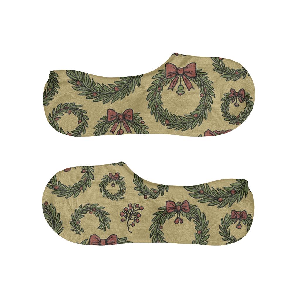 Ribbon Tied Evergreen Rings, Wreath Edition custom no-show socks