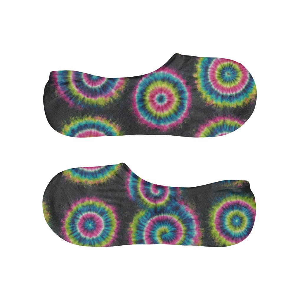 Neon Spiral Tile Lattice On Black Background personalized invisible socks