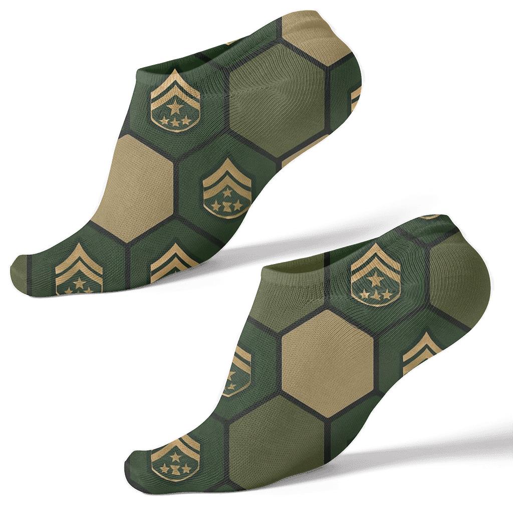 Camouflage Lattice With Soldier Insignia trendy patterned ankle socks