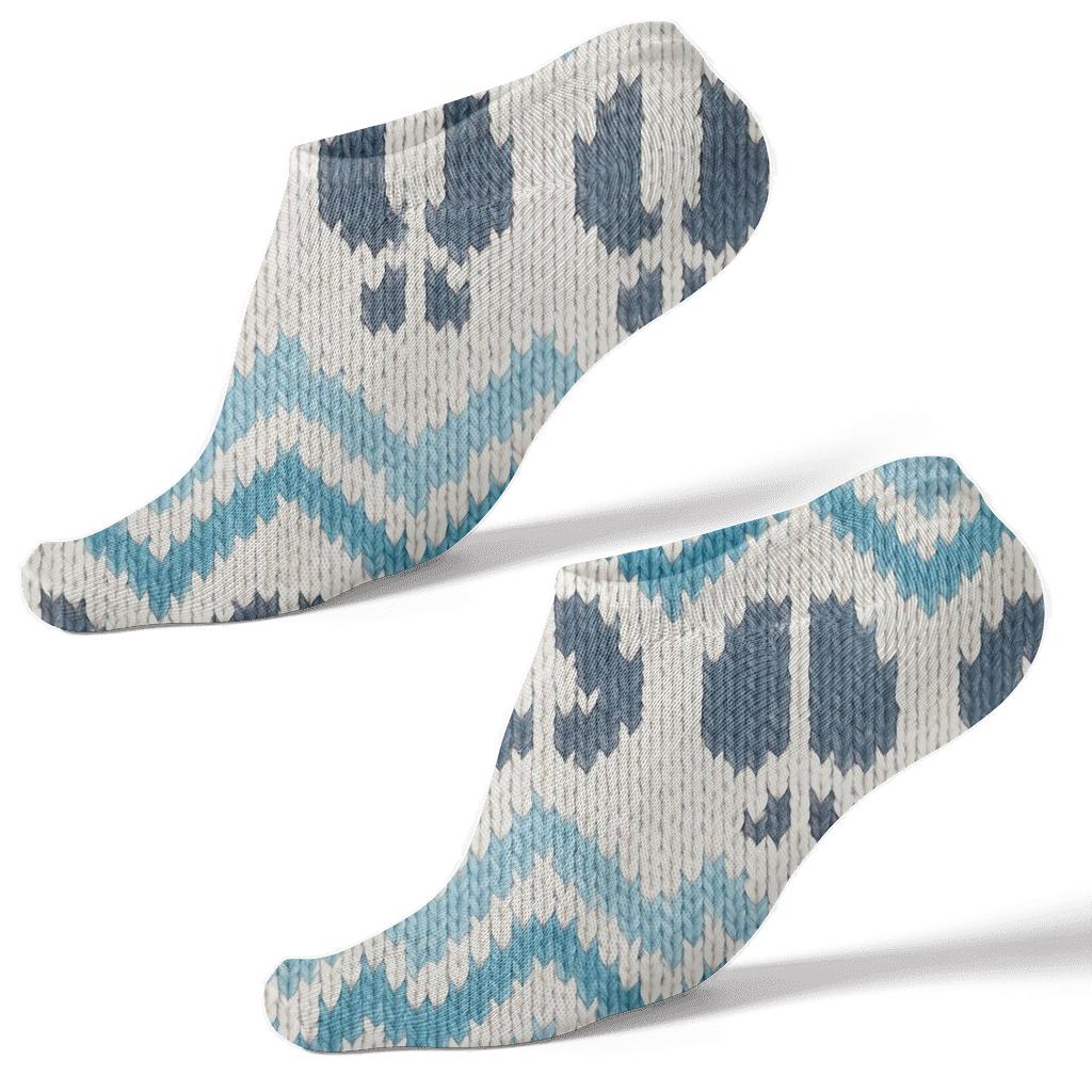 Knitted Pattern Illusion With Reindeer Track Chevron custom ankle socks