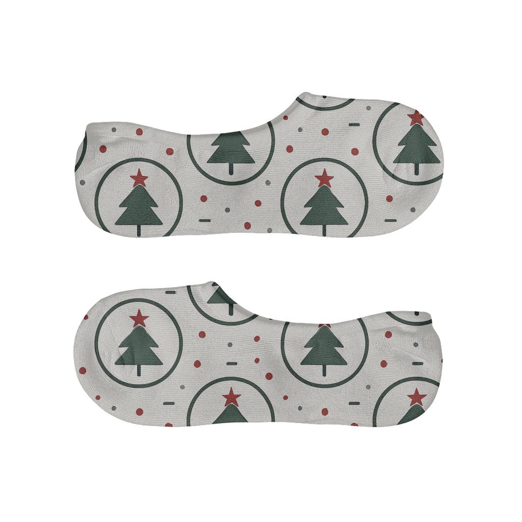 Ornament Medallions With Christmas Tree Interior custom no-show socks