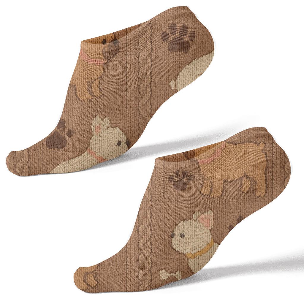 Knitted French Bulldog Cozy Cable Repeat soft everyday ankle socks