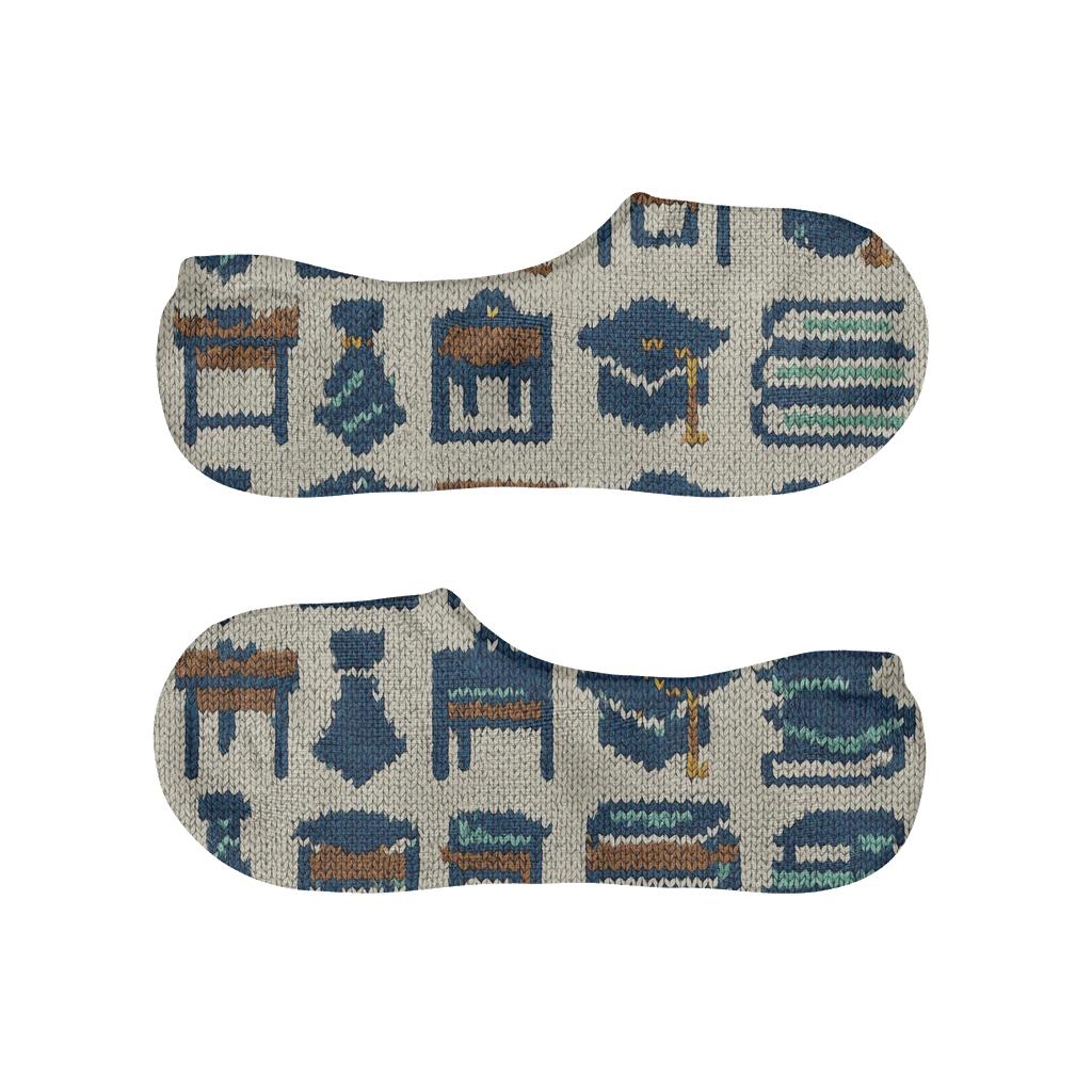 School Principal Knitted Grid Hallway Icons comfortable low-cut socks