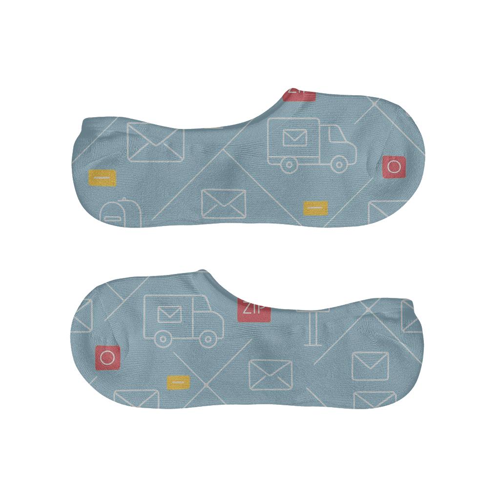 Sky Blue Delivery Route Map With Mail Carrier Icons soft cotton no-show socks