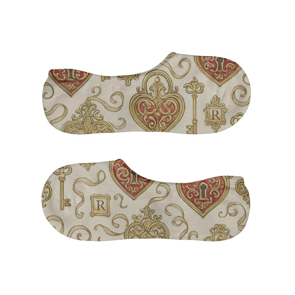 Vintage Chic Lock And Key Study With Valentine Heartshaped Lock anti-slip no-show socks