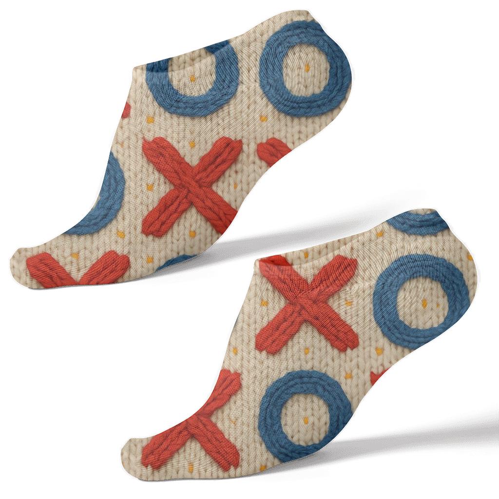 Retro Knit Illusion With Valentines Xo Icons unique graphic ankle socks