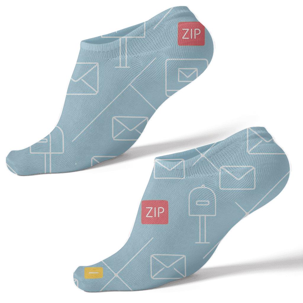 Sky Blue Delivery Route Map With Mail Carrier Icons custom ankle socks