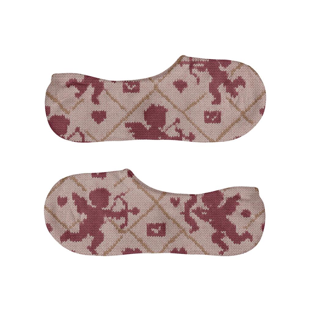 Valentines Cupid Silhouette Knit Illusion Lattice trendy no-show sock styles