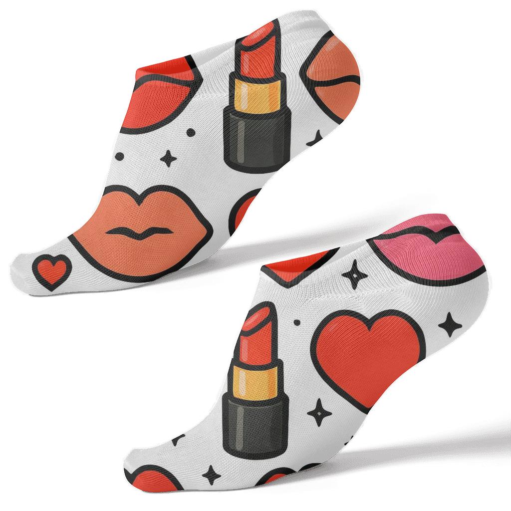 Pop Lipstick Bands With Valentine S Lips comfortable cotton ankle socks