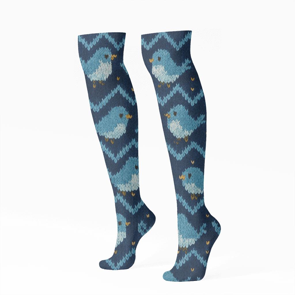 Knit Illusion Birdsong Chevron personalized knee-high socks