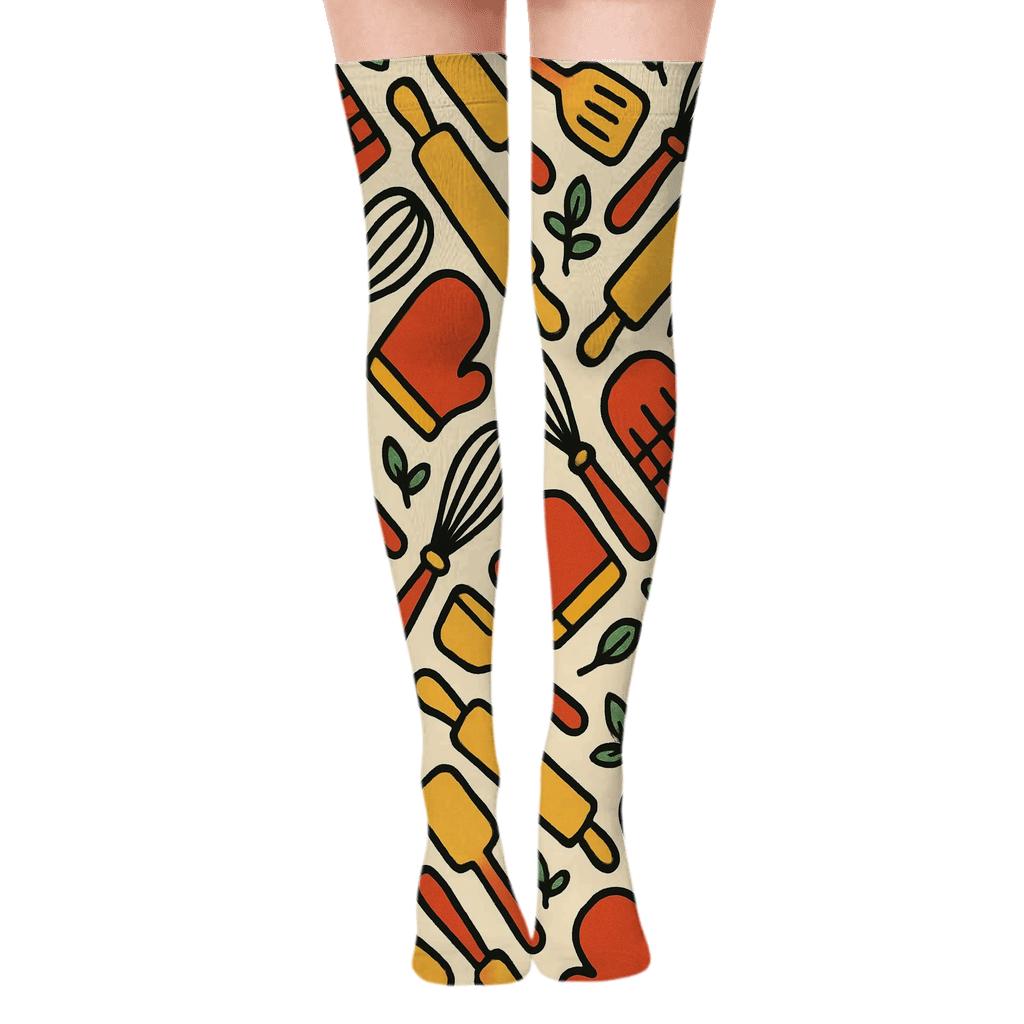Baking Tool Chevron In Cook Style premium cozy over-the-knee socks