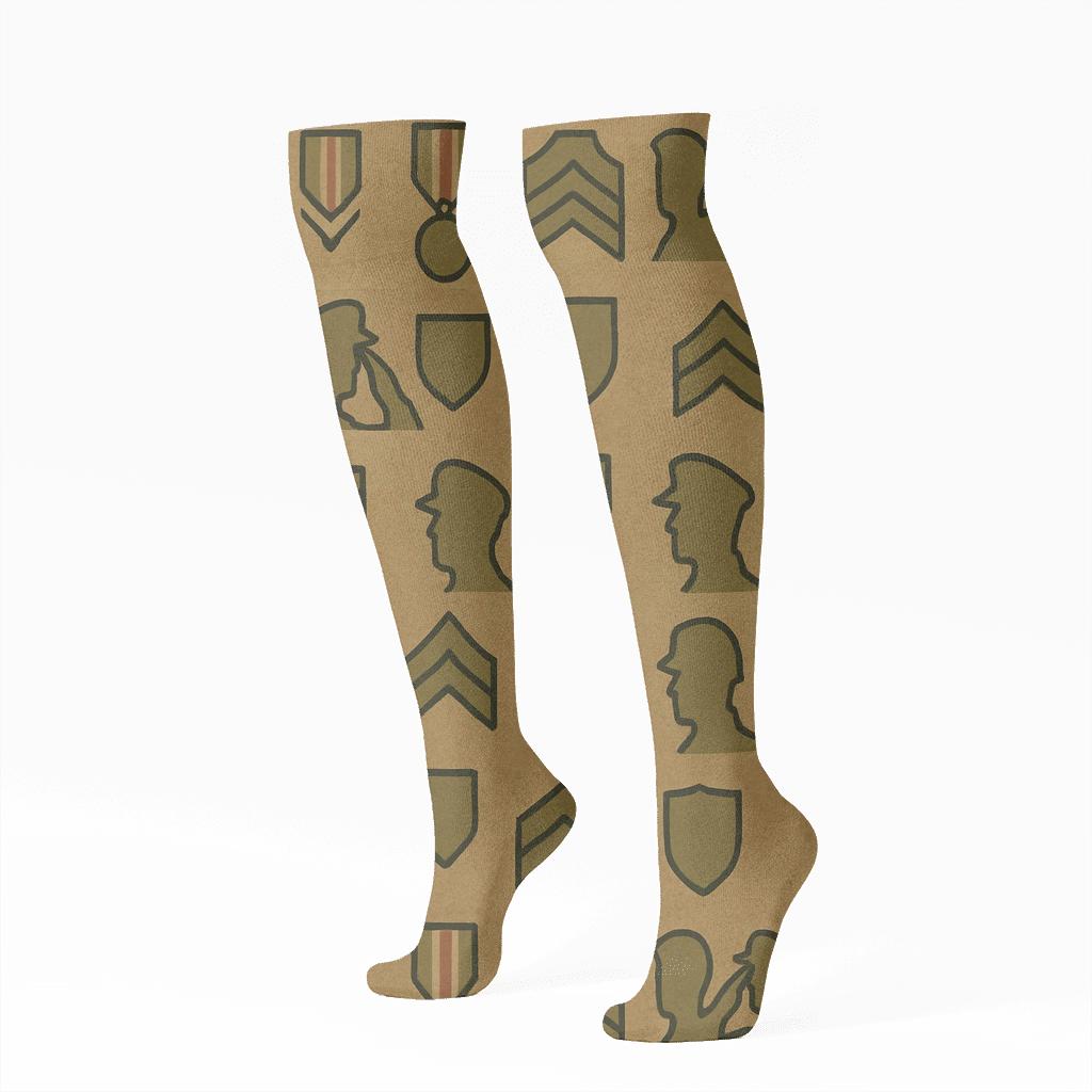 Medal Ribbons And Insignia Parade With Soldier Rhythm stylish athletic knee-high socks