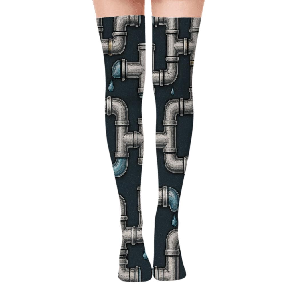 Pipe Lattice With Plumber Playbook Interior custom over-the-knee socks