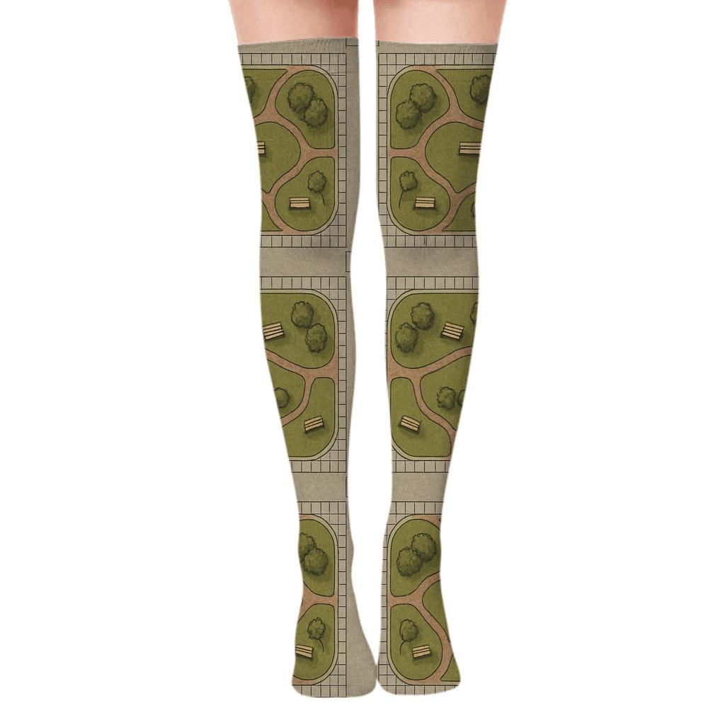 Park Grid Promenade For Urban Planner stylish fashion over-the-knee socks