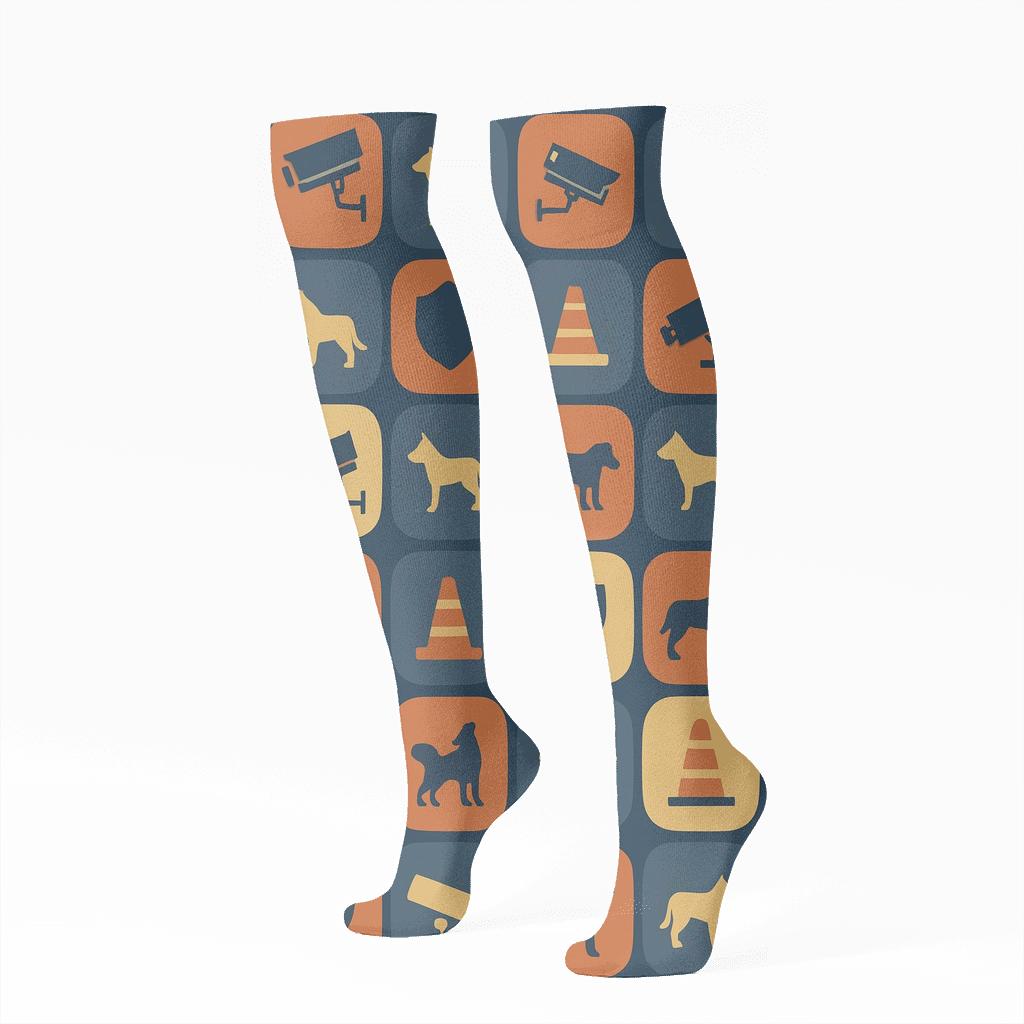 Security Guard-Grade Night Watch Badge Tile personalized knee-high socks