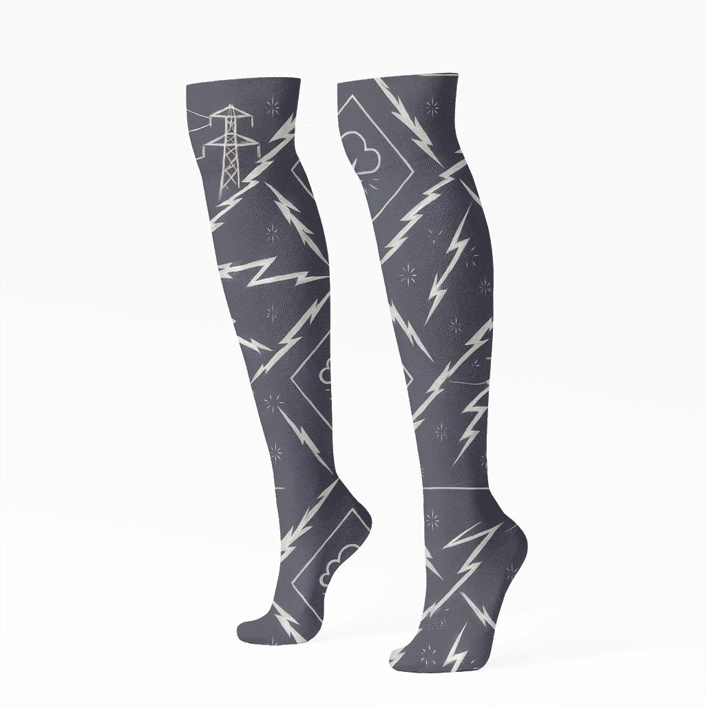 Industrial Power Line Arc Tessellation premium sports knee-high socks