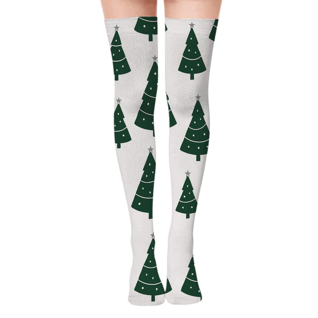 Modern Minimal Grid With Christmas Tree Icons soft everyday over-the-knee socks