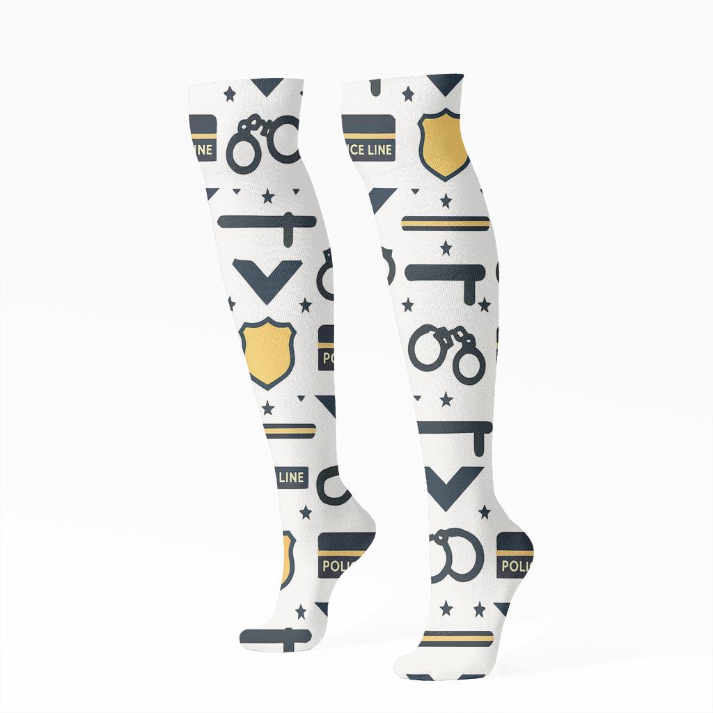 Chevron Bands With Police Officer Emblem Tiles personalized knee-high socks