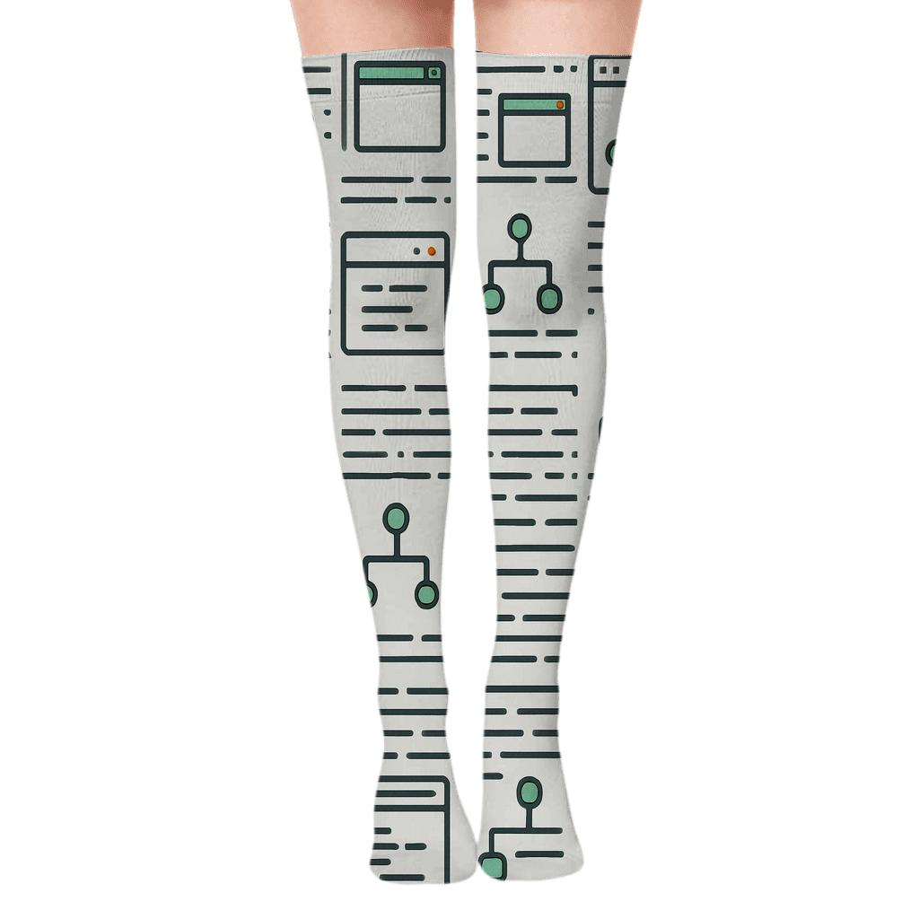 Pixel Grid Standby Software Developer Print personalized over-the-knee socks