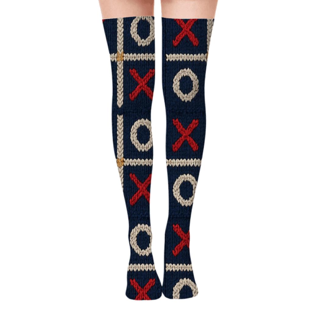 Valentines Xo Icons Knit Illusion Lattice stylish fashion over-the-knee socks