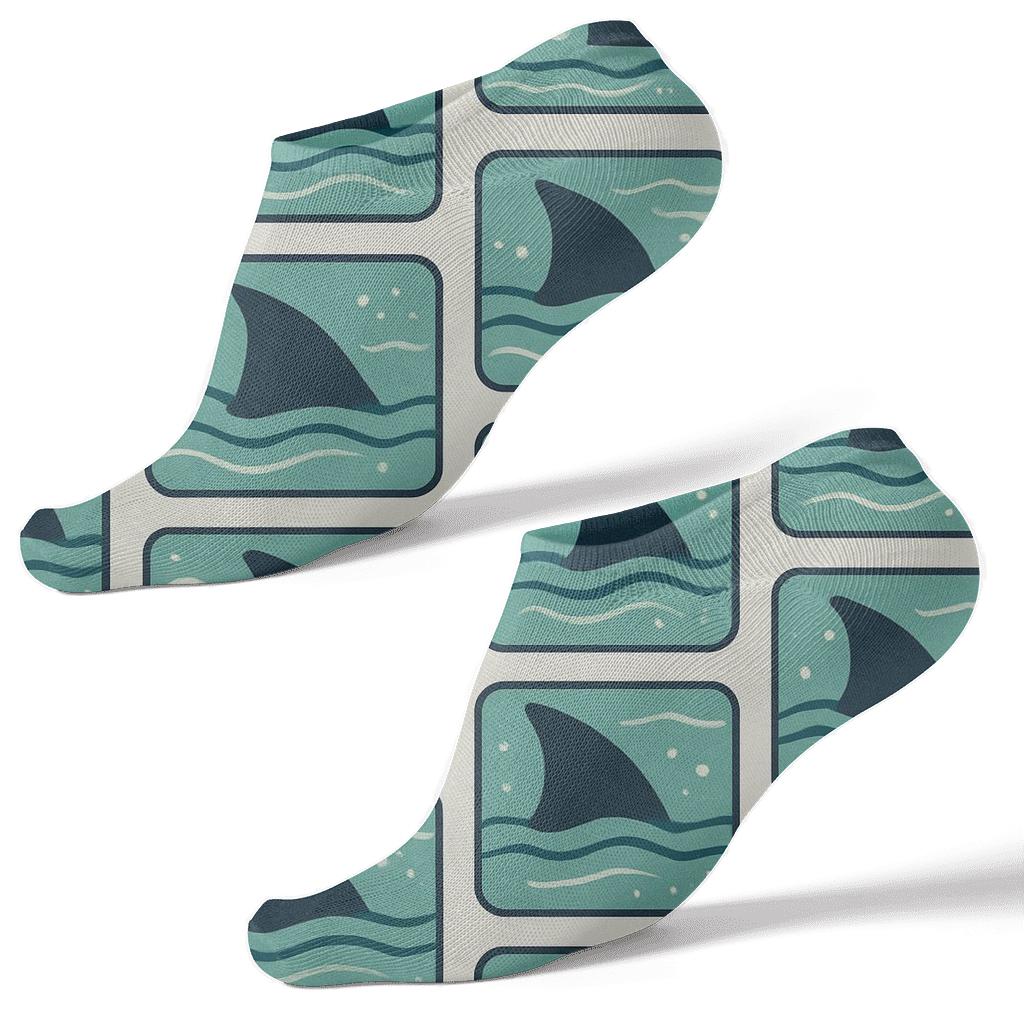 Tiled Current Panels With Shark Fins custom ankle socks