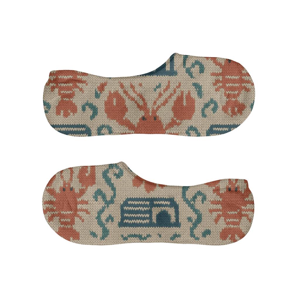 Coastal Knit Illusion Lobster Parade soft cotton no-show socks