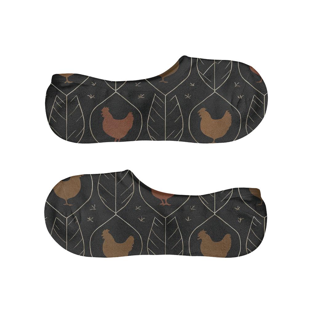 Feather Lattice With Chicken Silhouettes breathable no-show socks
