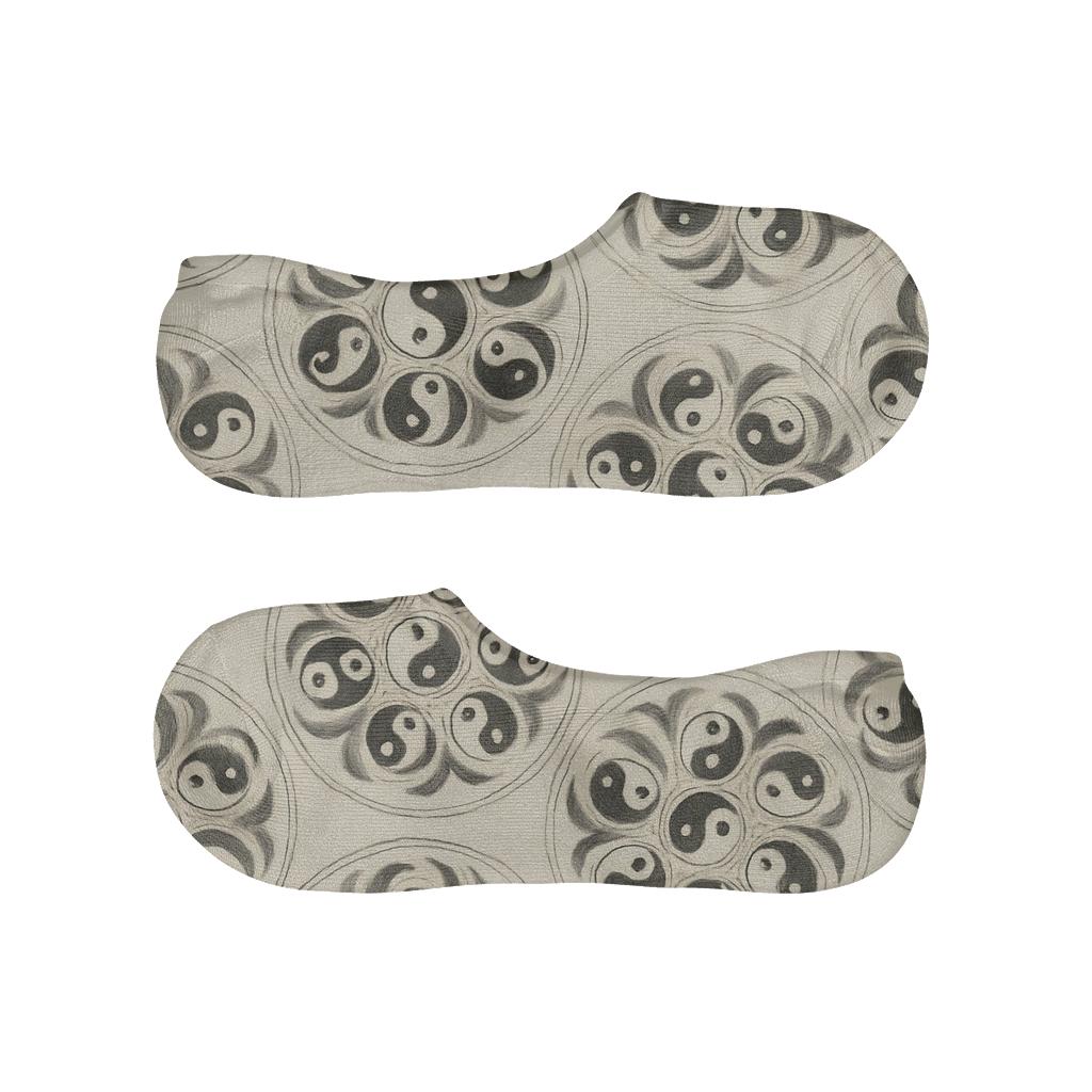 Ivory Ink Mandala Taijitu Rosette Repeat soft cotton no-show socks