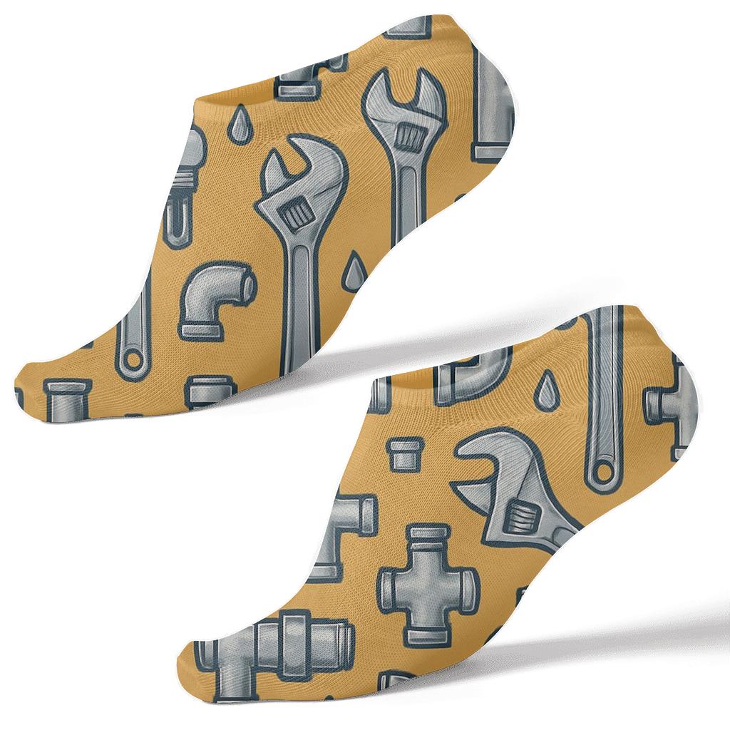 Tool Collage In Plumber Workshop Rhythm stylish athletic ankle socks