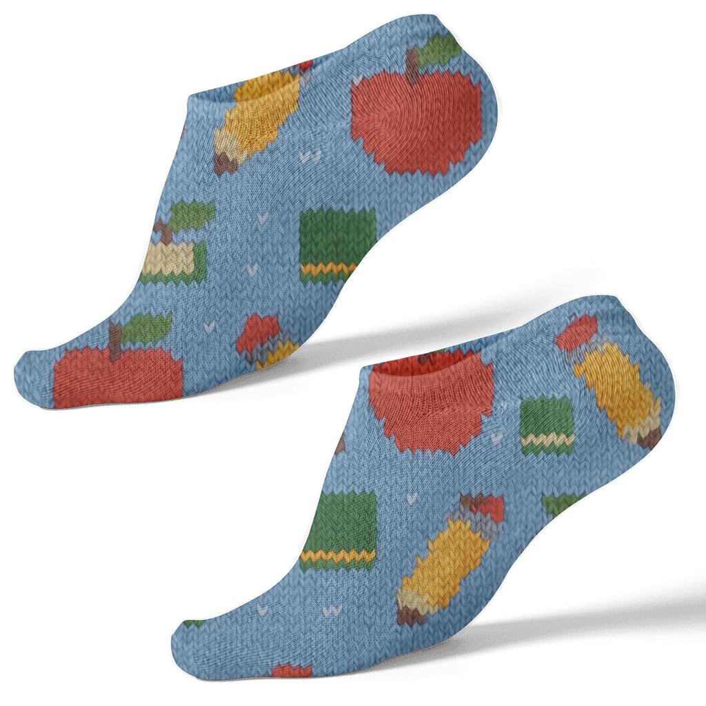 Knitted Illusion Apple And Pencil Bands For Teacher soft everyday ankle socks