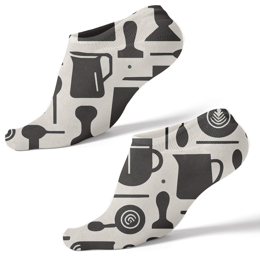 Cups With Barista Tools Lattice trendy patterned ankle socks