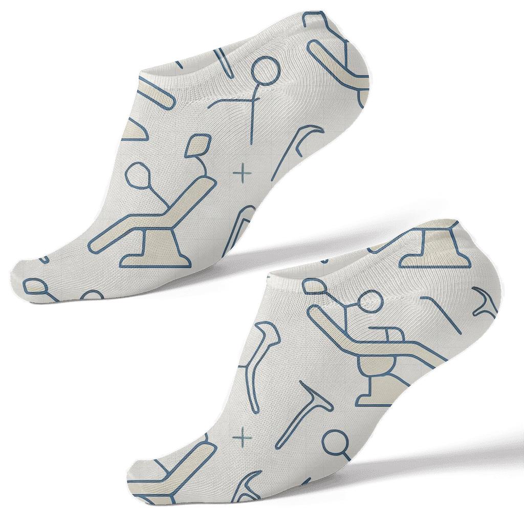 Ivory Tool Lattice With Dentist Minimal Grid comfortable cotton ankle socks