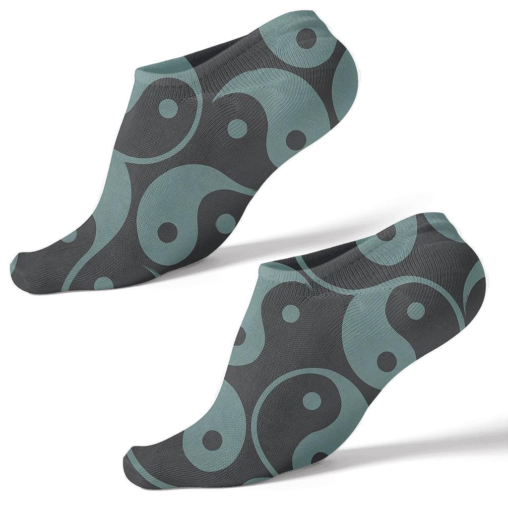 Charcoal Teal Interlocking Teardrop Tessellation stylish athletic ankle socks