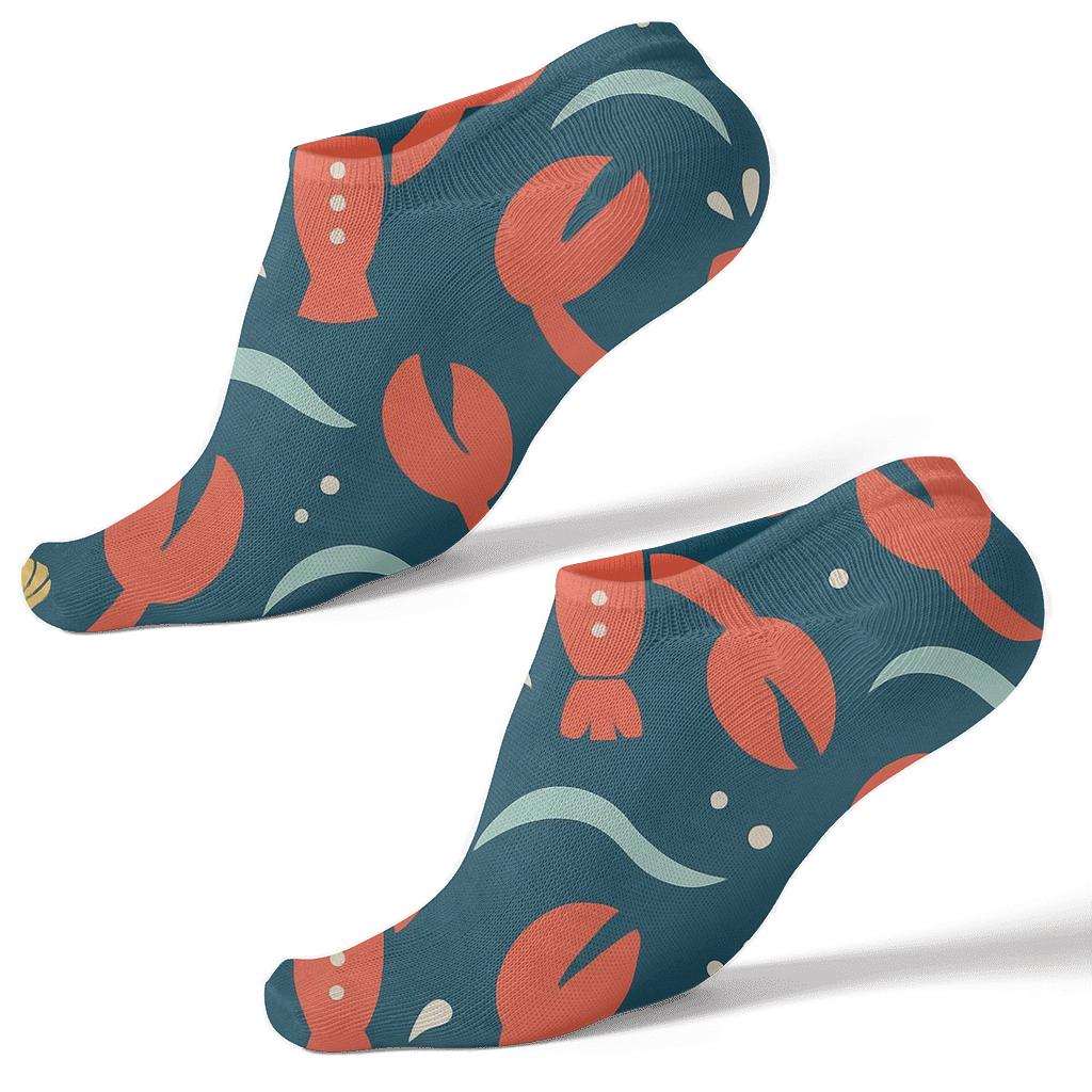 Nautical Waves With Lobster Claw Emblems soft everyday ankle socks