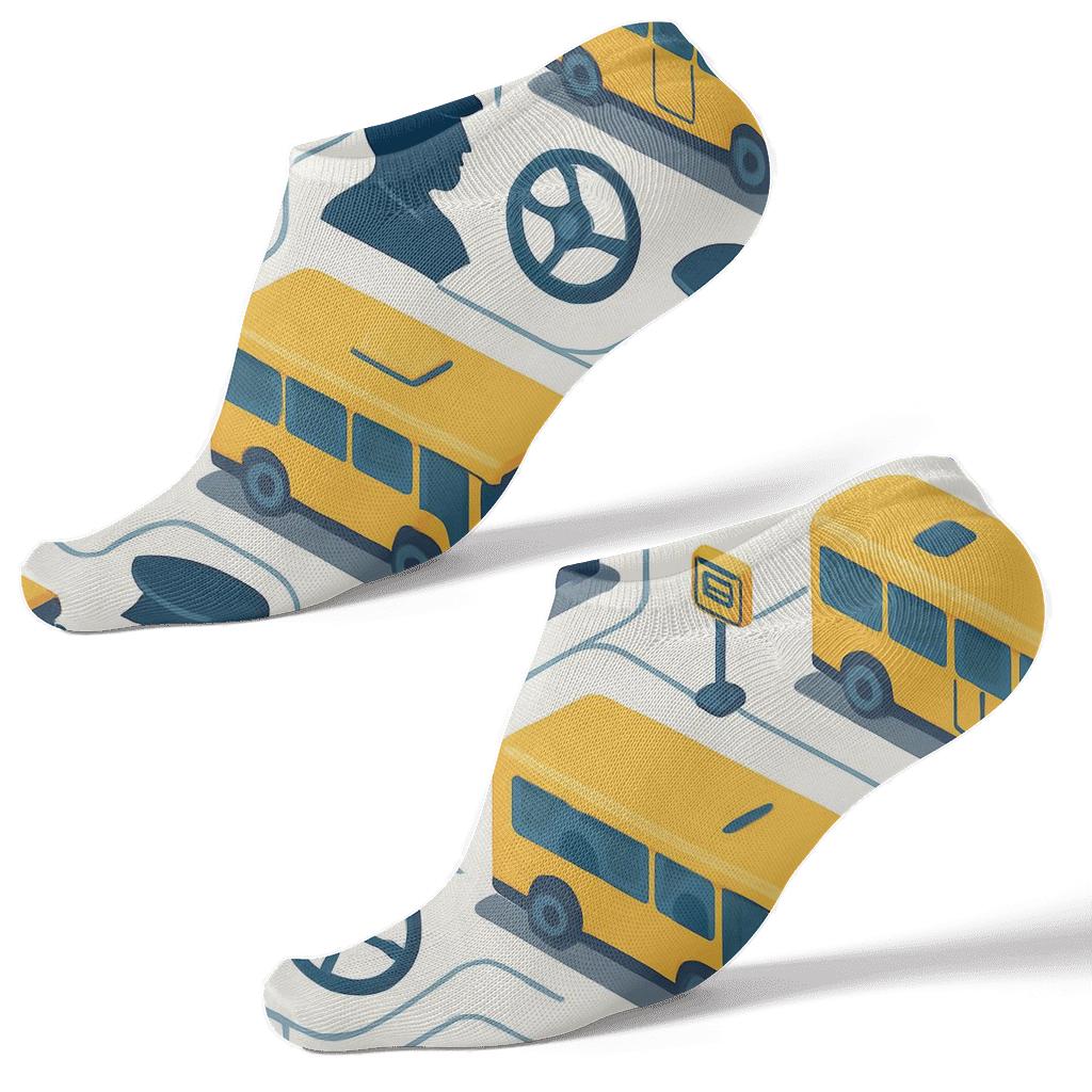 City Route Tiling With Bus Driver Icons personalized ankle socks