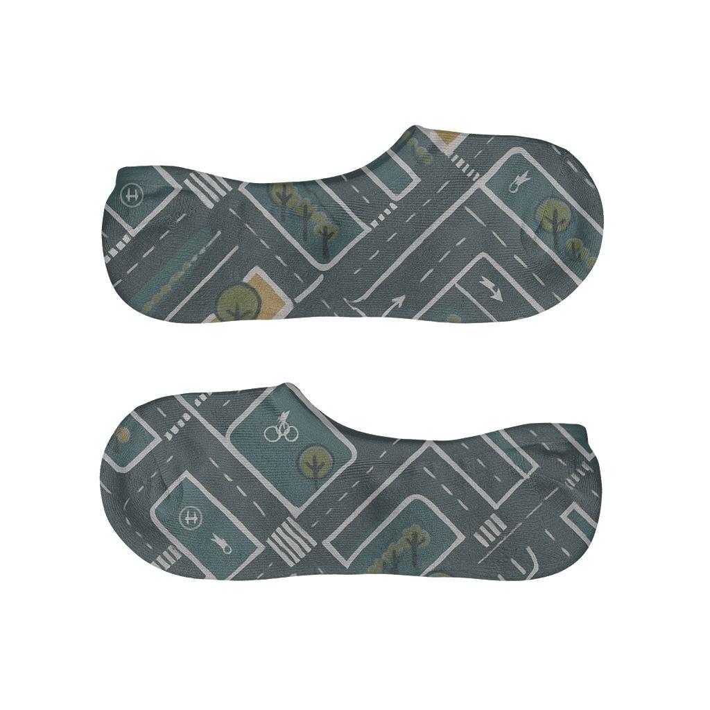 Urban Planner Street Grid Tessellation breathable seamless no-show sockscustom no-show socks