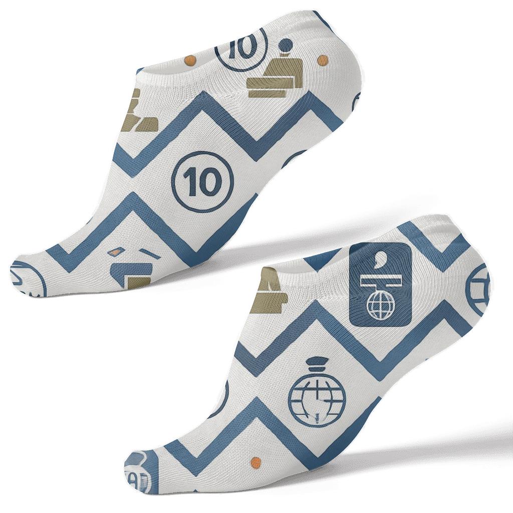 Passport Stamp Chevron With Customs Officer Details stylish athletic ankle socks