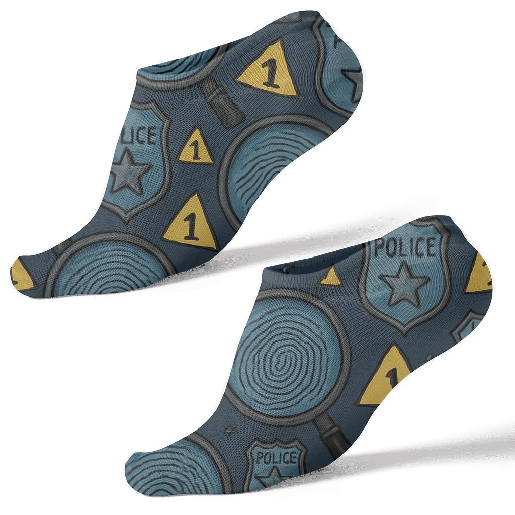 Fingerprint Lattice In Police Detective Noir Blues unique graphic ankle socks